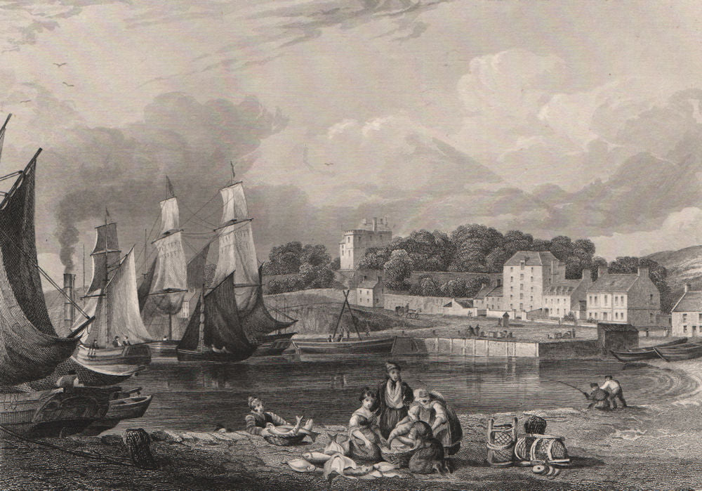 Burntisland, Fife. Scotland 1845 old antique vintage print picture